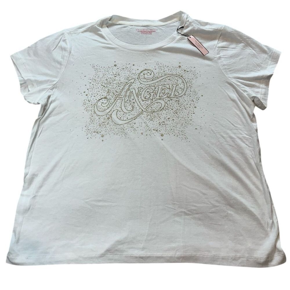 Victoria’s Secret Angel Shirt Size XL NWT White Gold Glitter Rare